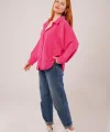 Basic Oversize Fuşya Gömlek