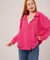 Basic Oversize Fuşya Gömlek