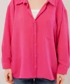 Basic Oversize Fuşya Gömlek