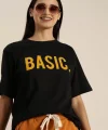 Baskılı Kadın T-shirt - Siyah