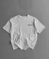 Baskılı Oversize Bisiklet Yaka T-shirt - Beyaz