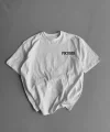 Baskılı Oversize Bisiklet Yaka T-shirt - Beyaz
