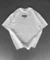 Baskılı Oversize Bisiklet Yaka T-shirt - Beyaz