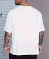 Baskılı Oversize Bisiklet Yaka T-shirt - Beyaz