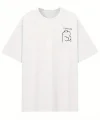 Baskılı Oversize Bisiklet Yaka T-shirt - Beyaz