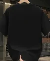 Baskılı Oversize Bisiklet Yaka T-shirt - Siyah