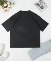 Baskılı Oversize Bisiklet Yaka T-shirt - Siyah