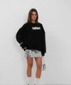 Baskılı Sıfır Yaka Oversize Sweatshirt