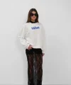 Baskılı Sıfır Yaka Oversize Sweatshirt