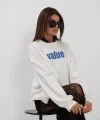 Baskılı Sıfır Yaka Oversize Sweatshirt