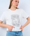 Baskılı Tshirt  Krem