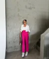 BE ATİK DETAYI ODA KUAŞ PANTOON  Fuşya
