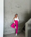 BE ATİK DETAYI ODA KUAŞ PANTOON  Fuşya