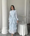 Bebe Mavi Uzun Volanlı Elbise