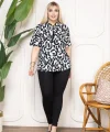 Bebe yaka püskül Detaylı Bluz- Desenli