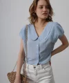 Bebe Yaka Yanları Bağlamalı Bluz - Bebe Mavisi