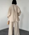 Bej Alice Gömlek Ve Bol Kesim Pantolon Takım