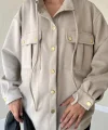 Bej Çıtçıtlı Süet Gömlek
