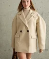 Bej İki Düğmeli Manto