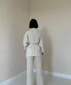 Bej Kimono Ve Pantolon Takım