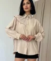 Bej Pilise Detaylı Jesica Gömlek