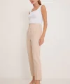Bej Yüksek Bel Kumaş Pantolon 6650
