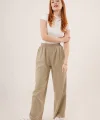Bel astikli Paça Detaylı Cepli Haki Pantolon