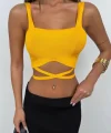 Bel Bağcıklı Crop Bluz