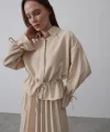 Bel Detaylı Bluz Pileli Etek  Taş
