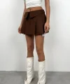 Bel Katlamalı Pileli Mini Etek