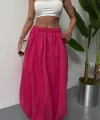 BEL LASTİKLİ BALON ETEK ŞANEL BOY SOFT KUMAŞ - Fuşya