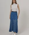 Bel Lastikli Dantel Etek - Mavi