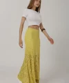 Bel Lastikli Dantel Etek - Sarı