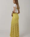 Bel Lastikli Dantel Etek - Sarı