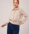 Bel Ve Bilek astikli Bej Bluz