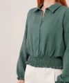 Bel Ve Bilek astikli Zümrüt Yeşili Bluz