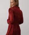 Belden Bağlamalı Uzun Kol Gömlek - Bordo
