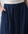 Beli Bağlamalı Balon Etek  İndigo