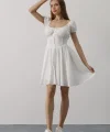 Beli Korseli Mini Elbise - Beyaz