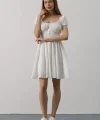 Beli Korseli Mini Elbise - Beyaz