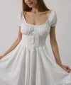 Beli Korseli Mini Elbise - Beyaz
