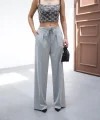 Beli̇ Lasti̇k Ve Bağcikli Geni̇ş Paça Pantolon