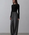 Beli Lastikli Bol Paça Pantolon - Antrasit