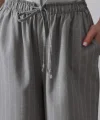 Beli Lastikli Bol Paça Pantolon - Gri