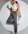 Beli Lastikli Çizgili Eşofman Alt - Siyah