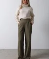 Beli Yarım astikli Palazzo Pantolon  Haki