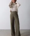 Beli Yarım astikli Palazzo Pantolon  Haki