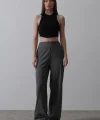 Beli Yarım Lastikli Palazzo Pantolon - Antrasit