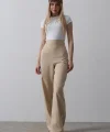 Beli Yarım Lastikli Palazzo Pantolon - Camel