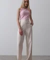 Beli Yarım Lastikli Palazzo Pantolon - Pudra